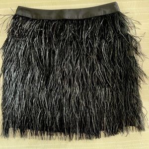 Vince Camuto Black Feather Miniskirt